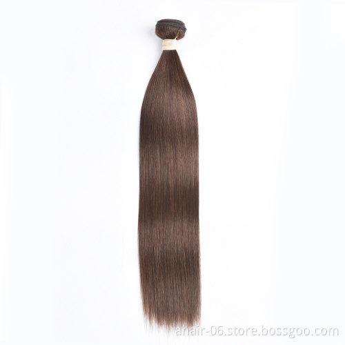 10A Cheap 2# And 4# Brown Hair Bundles No Tangle No Shed Very Soft , 10-30 Inch Brown Color 100% Brazilian Human Hair